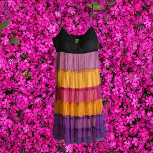 Sangria 8 spaghetti straps, block color, fiesta dress. Party, cocktails, fall